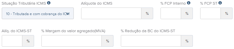 Tela do rascunho da NFe com destaque para o campo CST 10.