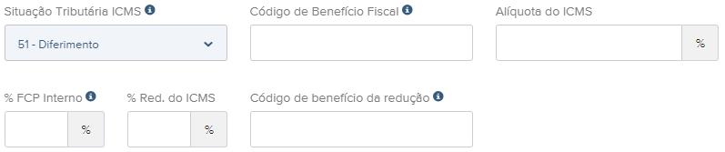 Tela do rascunho da NFe com destaque para o campo CST 51.