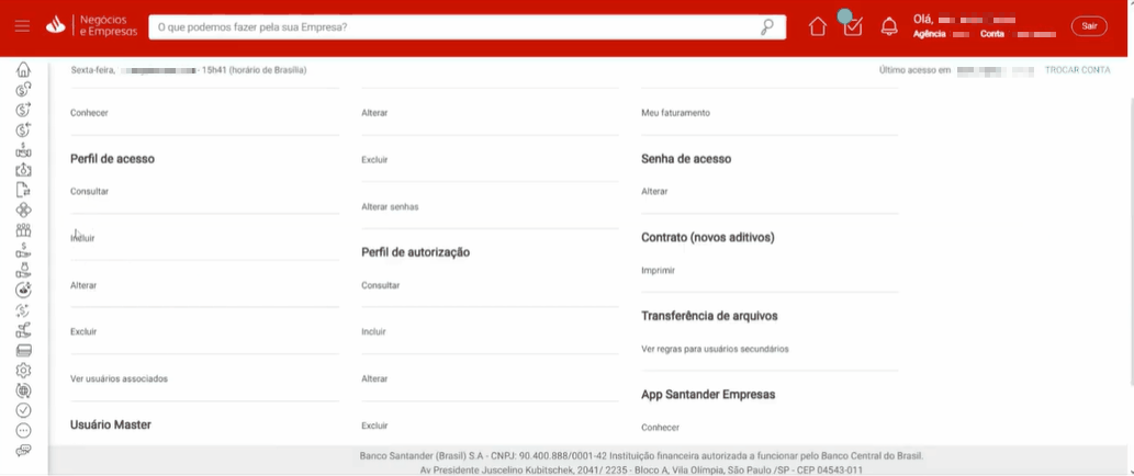 Passo a passo para criar um novo perfil de acesso no internet banking do Santander.