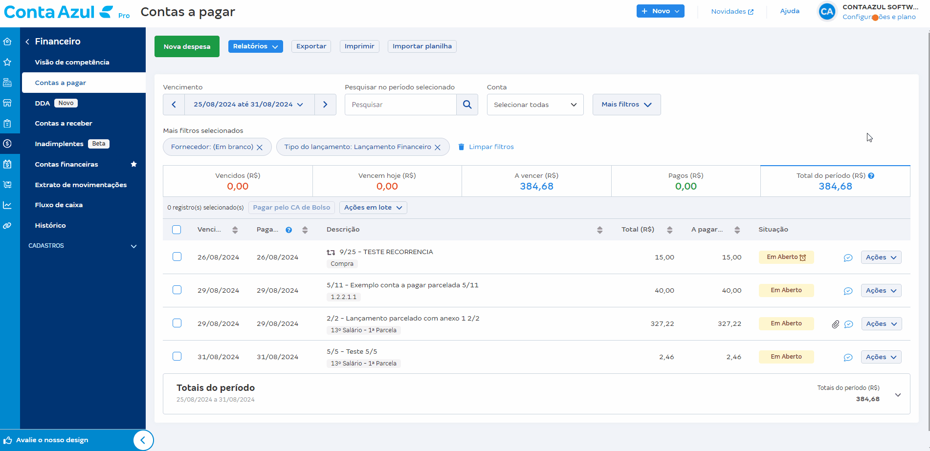 Passo a passo para desfazer o agendamento do pagamentos.