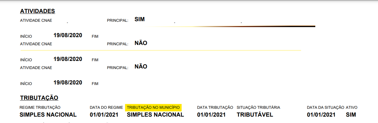Tela para consulta da Natureza de operação padrão no padrão ISS Digital NFSD.