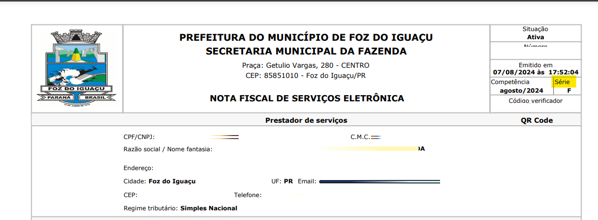Tela para consulta da Série do RPS no padrão Lexsom.