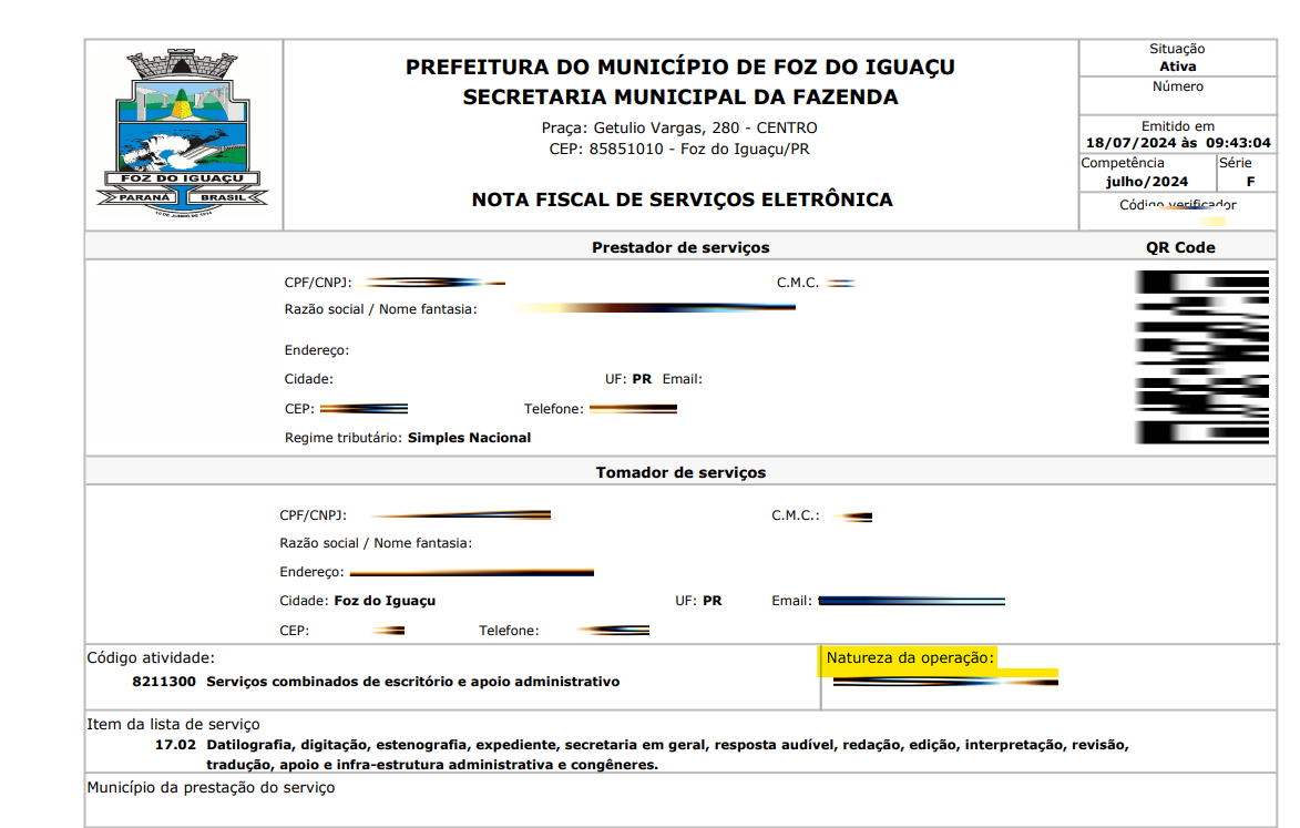 Tela para consulta da Natureza de operação no padrão Lexsom.