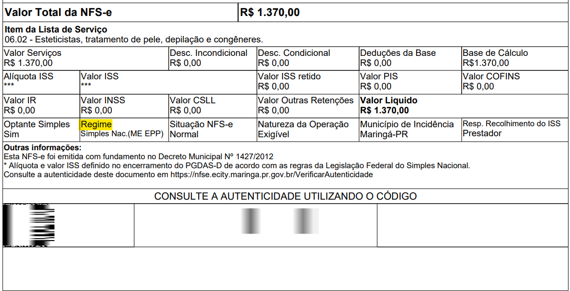 Tela para consulta do Regime especial de tributação no padrão ISSe.