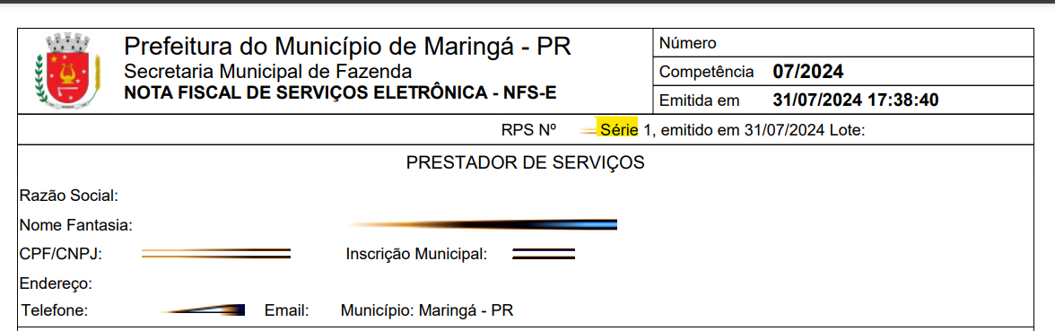Tela para consulta da Série do RPS no padrão ISSe.
