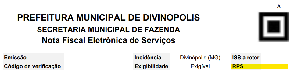 PDF da NFS-e do padrão nfe-cidades com destaque para o campo RPS.