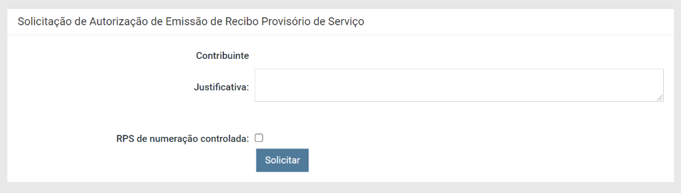 Tela de Solicitação da Autorização de Emissão de NFe para o padrão nfe-cidades.