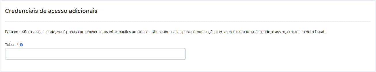Tela de configurações da NFS-e com destaque para o campo Credenciais de acesso adicionais.