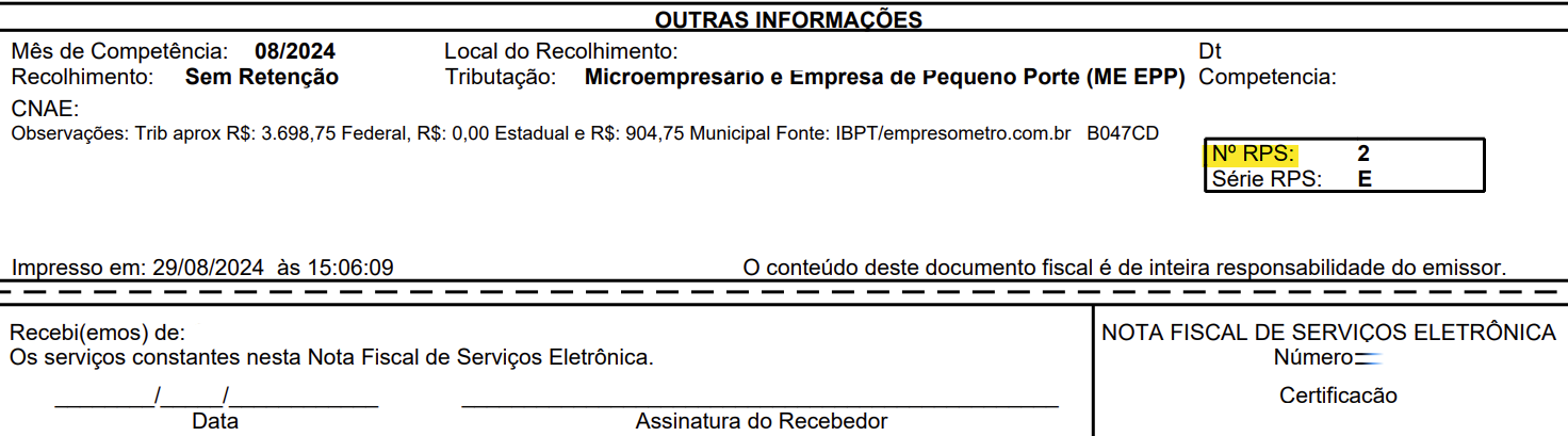 Tela para consulta do RPS no padrão SimplISS.