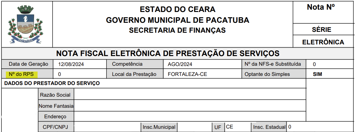 Tela para consulta do Último RPS utilizado no padrão SpeedGov.