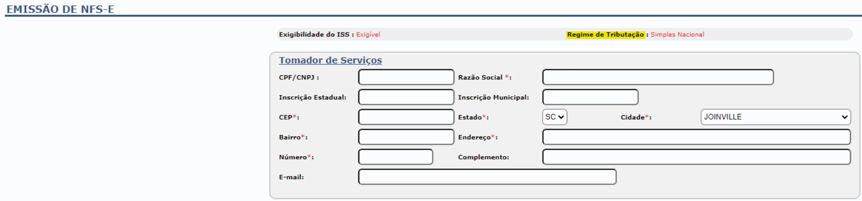 Tela para consulta do Regime especial de tributação no padrão Tributos Municipais.