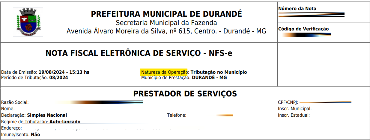 Tela para consulta da Natureza de operação padrão no padrão Versa.