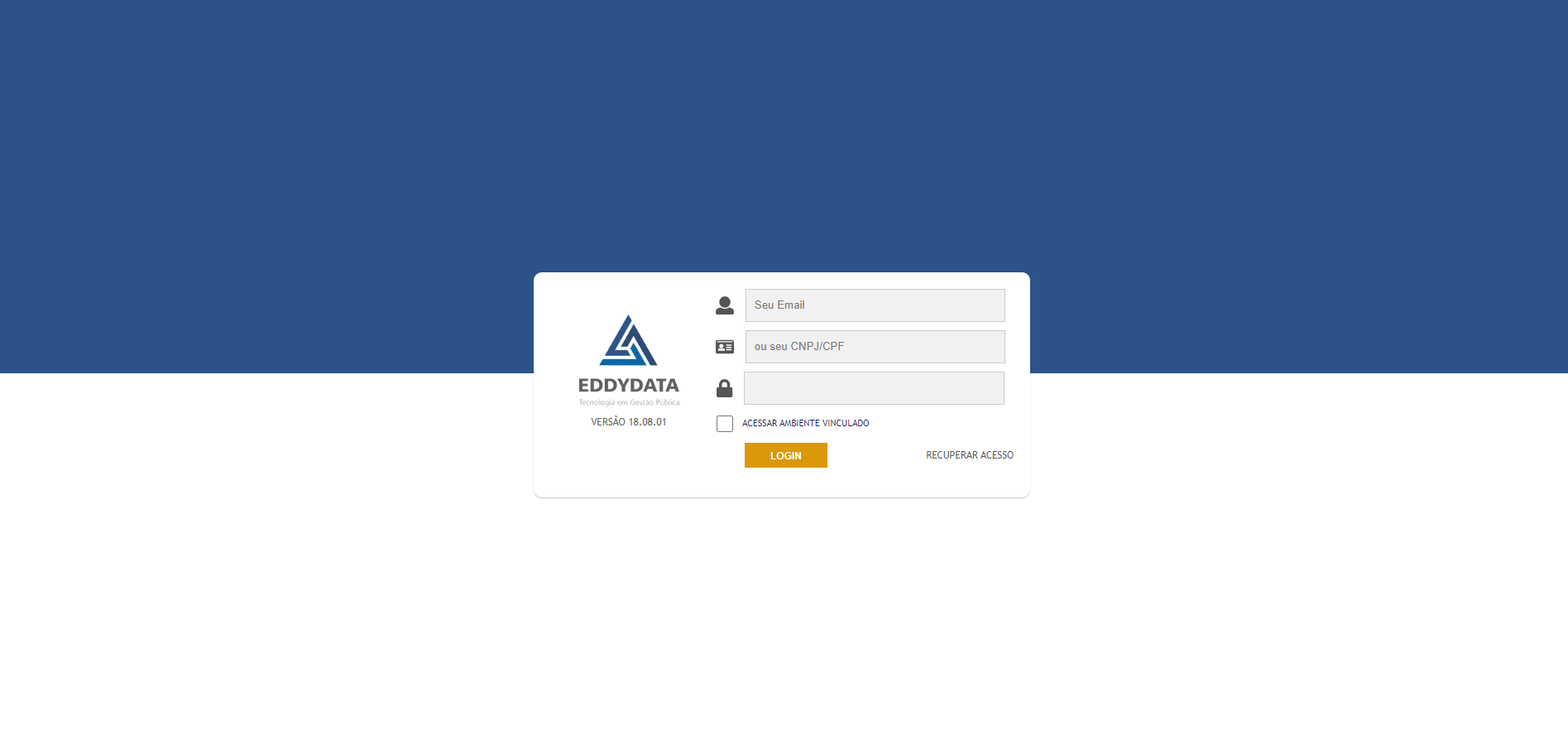 Tela de login no portal da prefeitura.