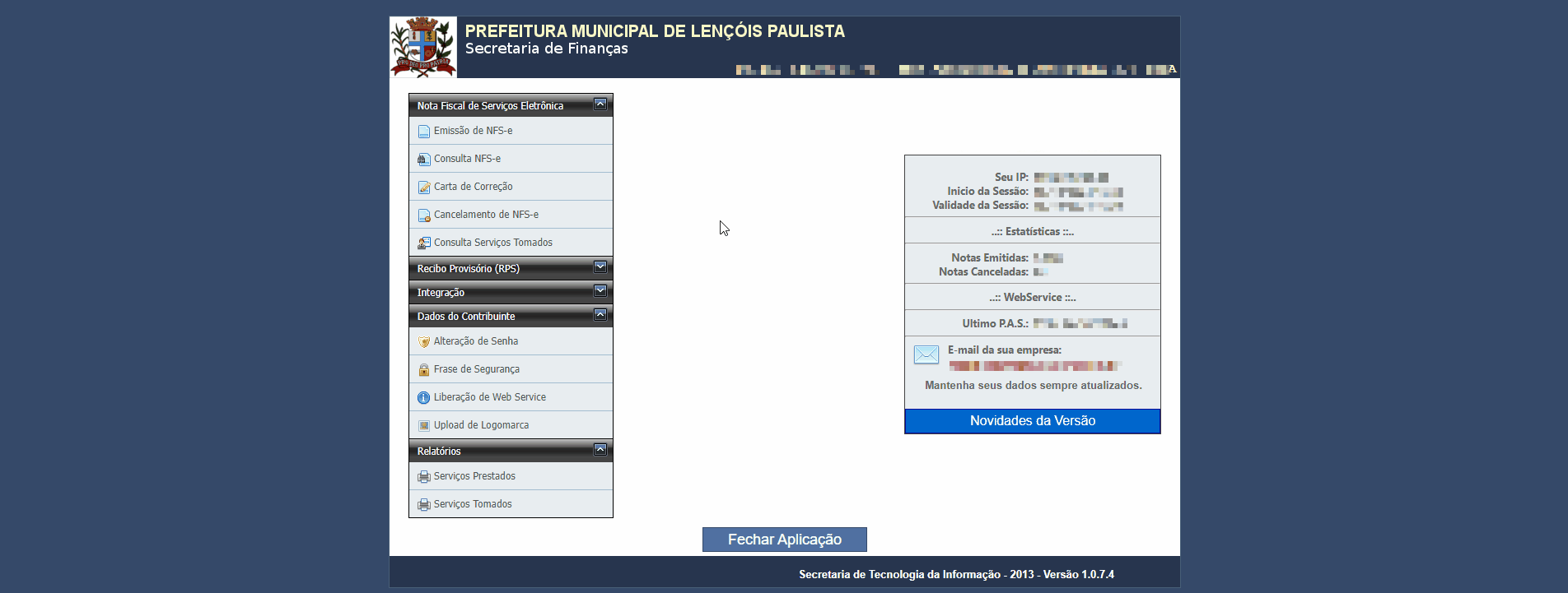 Passo a passo para consulta da Inscrição Municipal no padrão Lençóis Paulista.