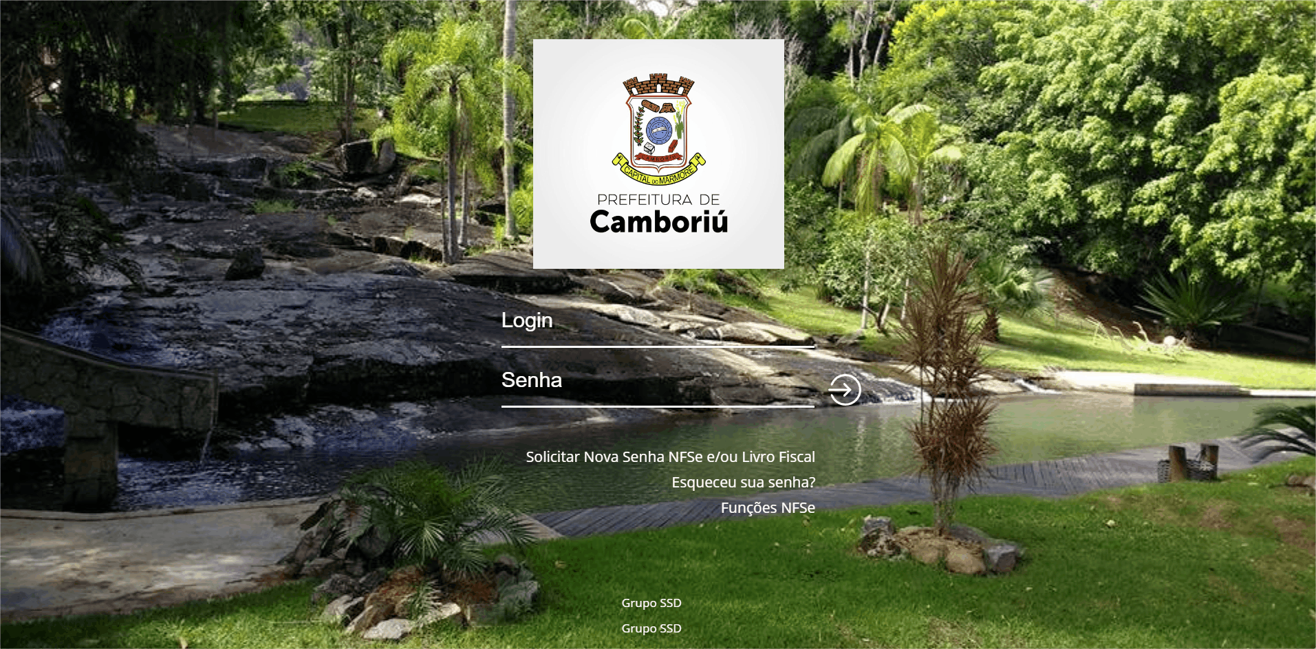 Tela de login no portal da prefeitura.