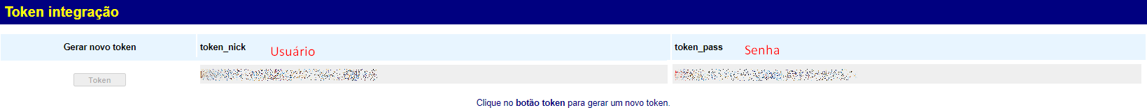Tela de consulta do Token RPS no padrão NF Eletrônica.