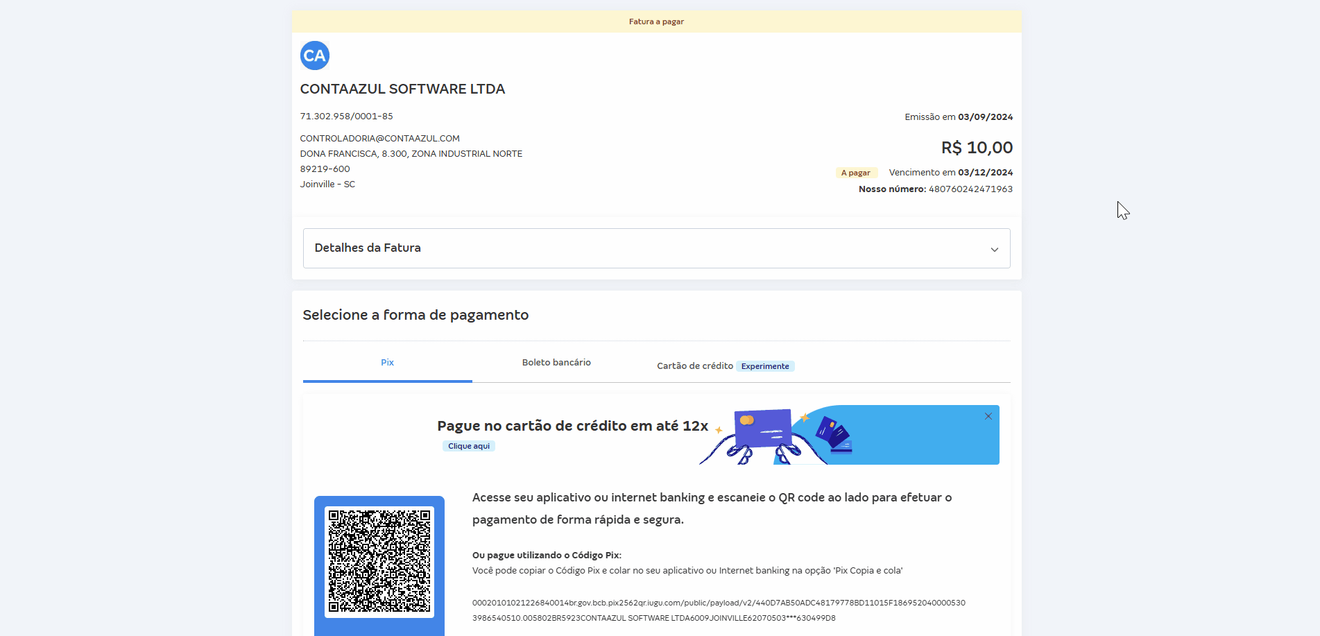 Passo a passo para consultar o modelo da fatura do Boleto da Conta Azul.