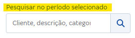 Tela de Buscar lançamento com destaque para o filtro Pesquisar no período selecionado.