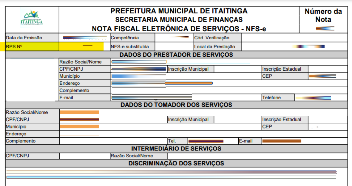 PDF da NFS-e de João Pessoa com destaque para o RPS.