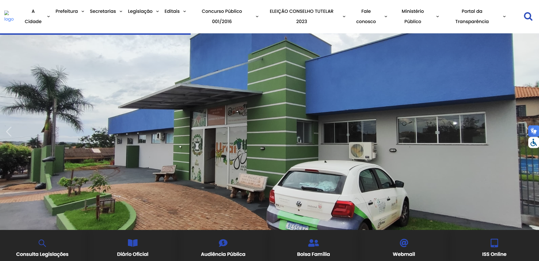 Tela de login no portal da prefeitura.
