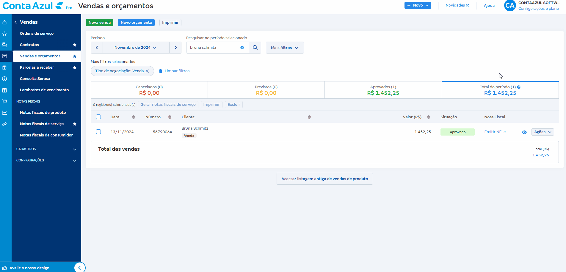 Passo a passo para imprimir a venda em PDF.