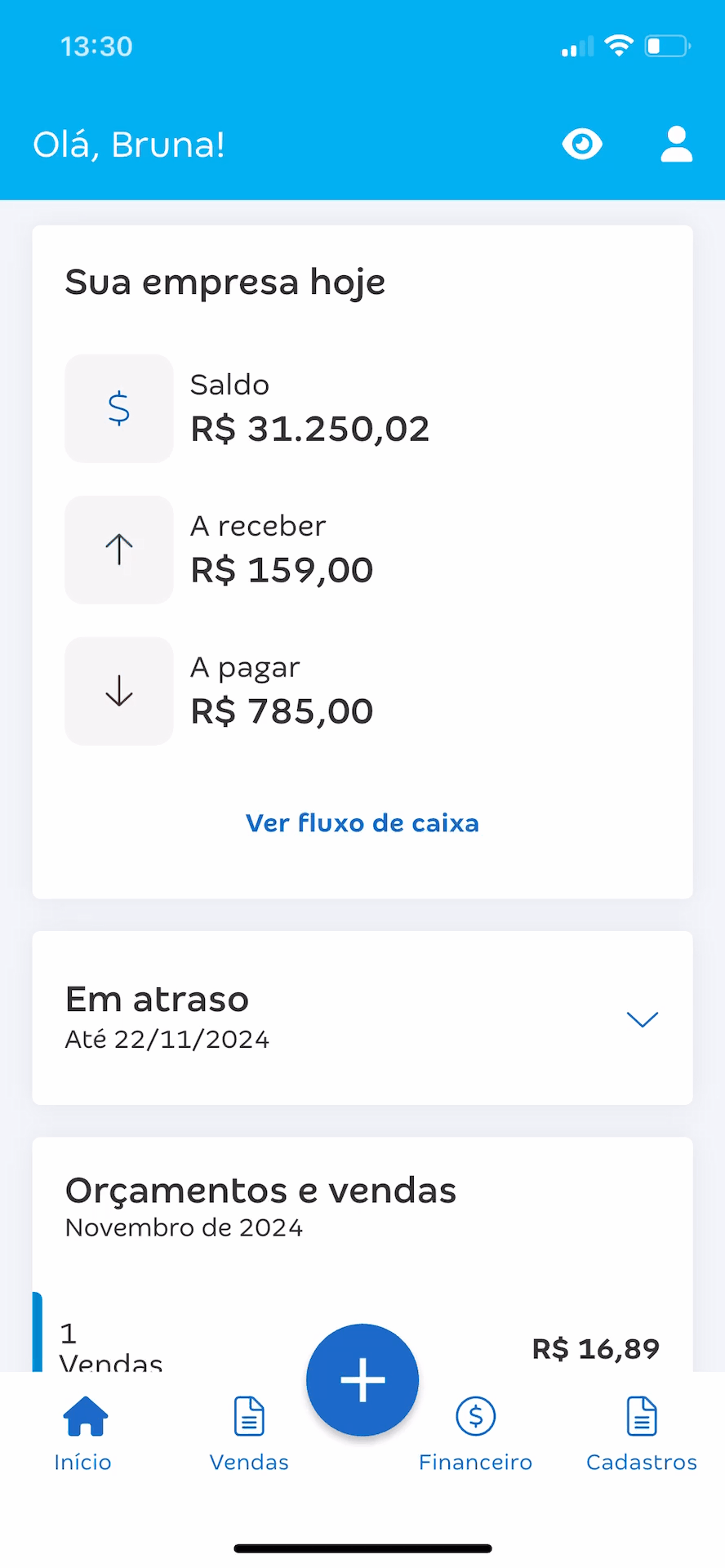 Passo a passo para acessar as Conciliações pendentes no Conta Azul de Bolso.