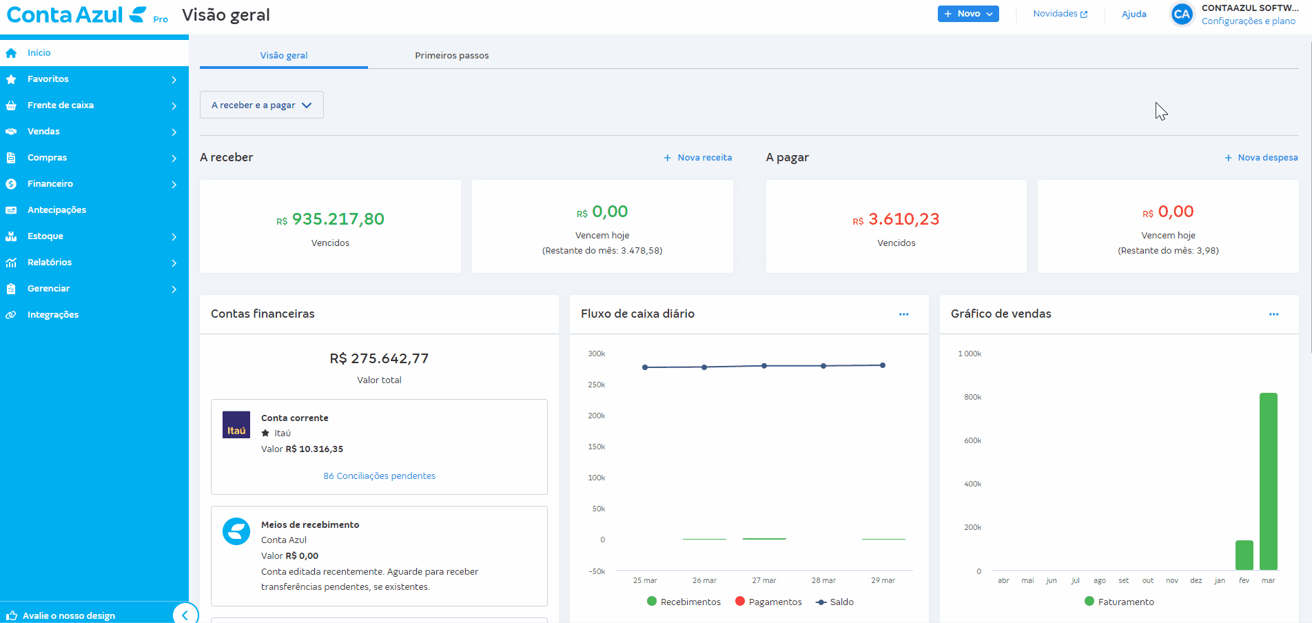 Passo a passo para simular o total de taxas antes de emitir a cobrança pelo Cartão de crédito via link da Conta Azul.