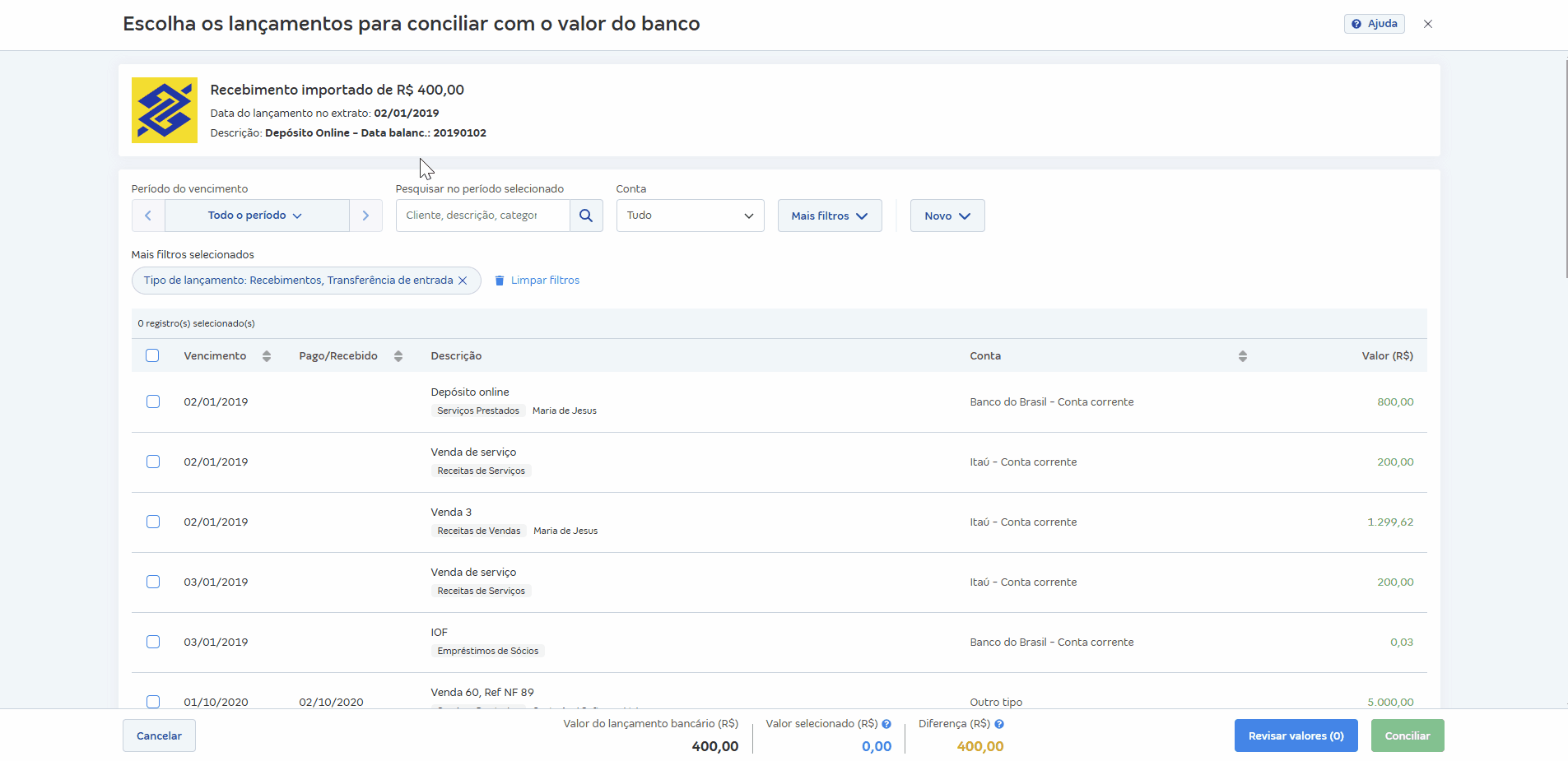 Passo a passo de conclusão do processo de Ajustar valores.