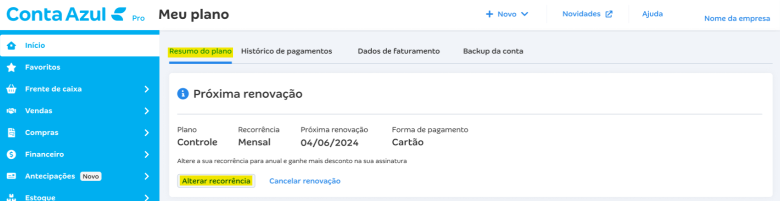 Tela de resumo do plano com destaque para Alterar recorrência.png