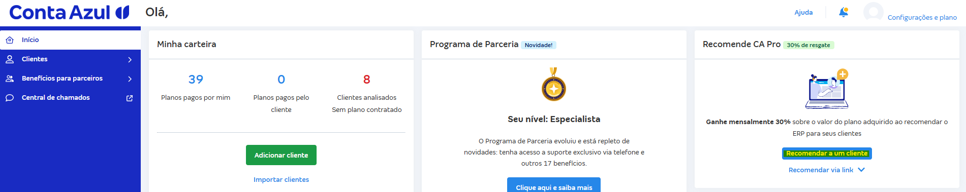 Tela inicial com destaque para Recomendar a um cliente.png