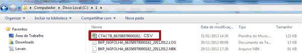 Tela com planilha do Plano de contas Mastermaq exportada.