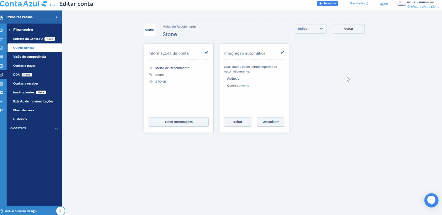 Passo a passo para conferir o Stonecode  cadastrado na Conta Azul.gif