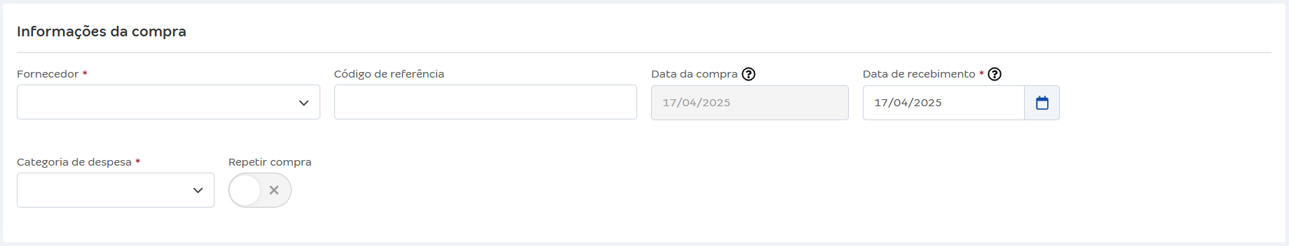 Tela de nova compra com destaque para o campo Informações da compra.png
