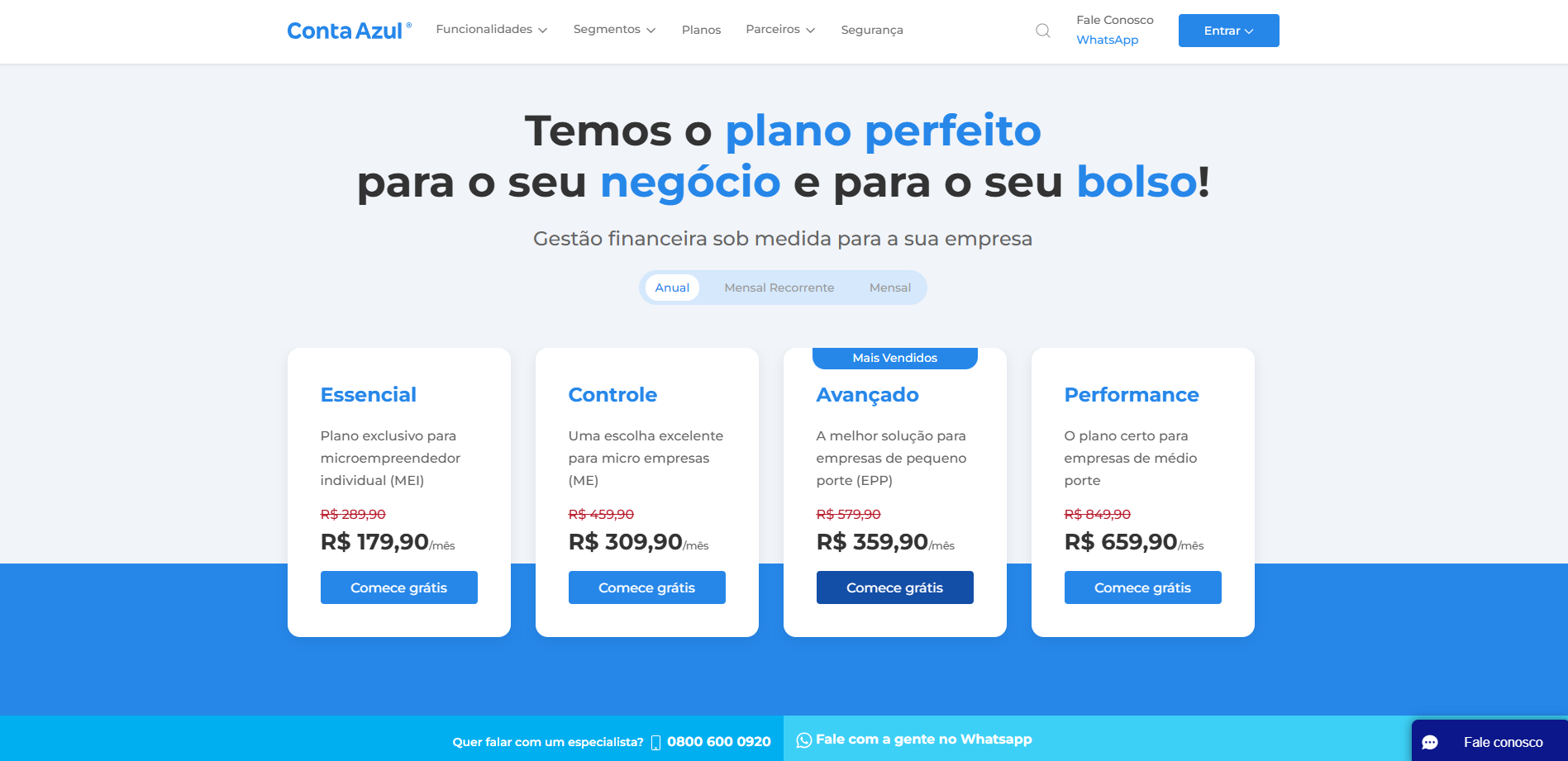 Tela do site Planos e Preços da Conta Azul.png