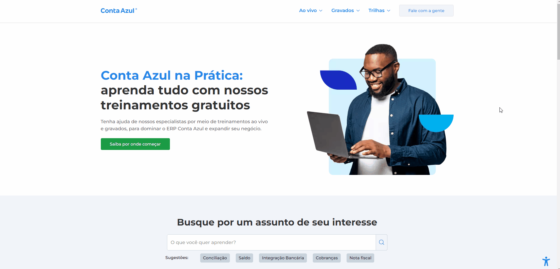 Passo a passo para acessar os Treinamentos gravados da Conta Azul.