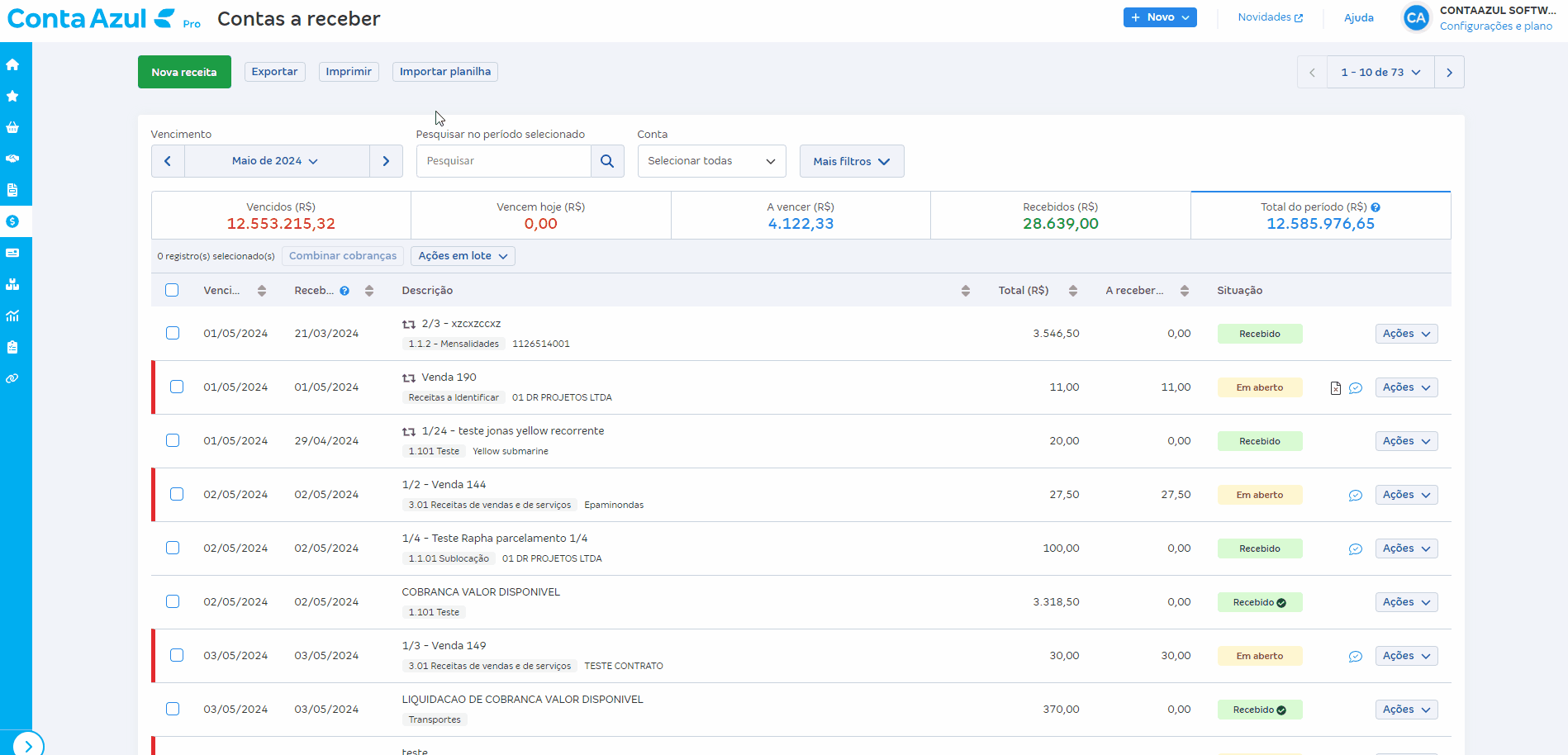 Passo a passo para filtrar lançamento financeiro por período.