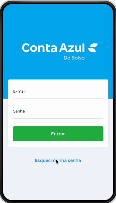 Passo a passo para acessar a sua Conta PJ da Conta Azul no aplicativo.