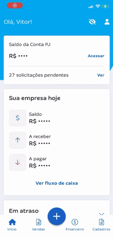 Passo a passo para cadastrar chave Pix na Conta PJ da Conta Azul.