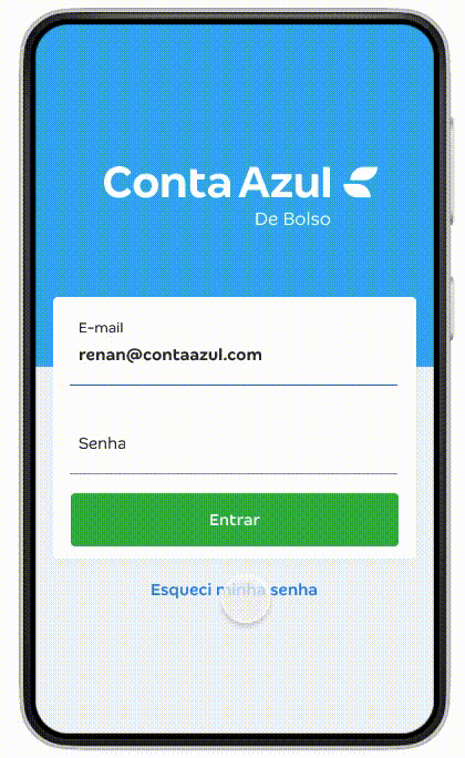 Passo a passo para cadastrar uma nova senha do aplicativo da Conta PJ da Conta Azul.