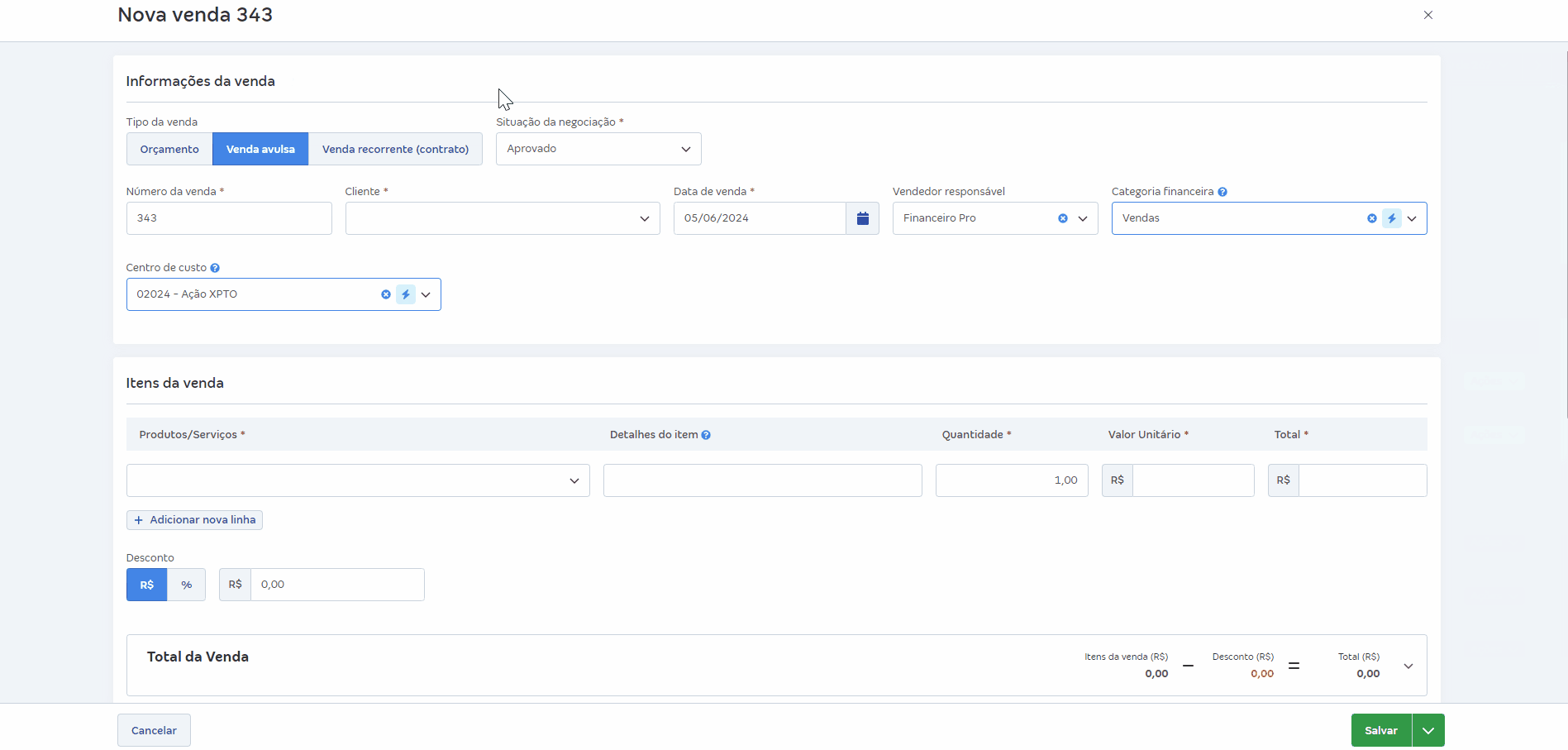 Passo a passo para registrar a venda avulsa..gif