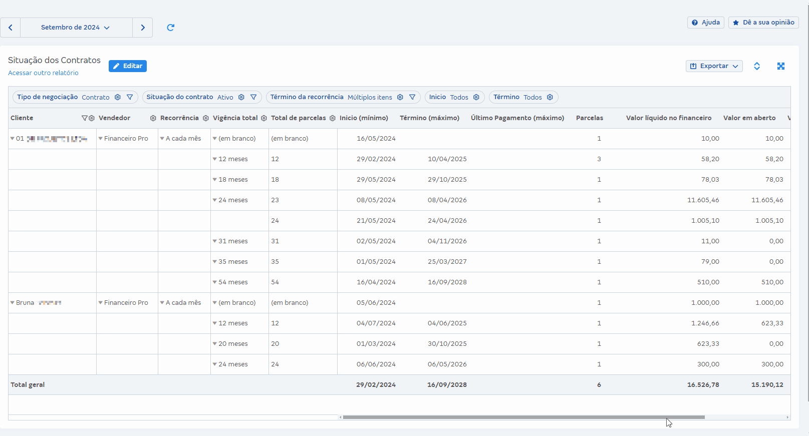 Passo a passo para acessar relatório de Situação dos contratos em Relatórios de vendas.gif
