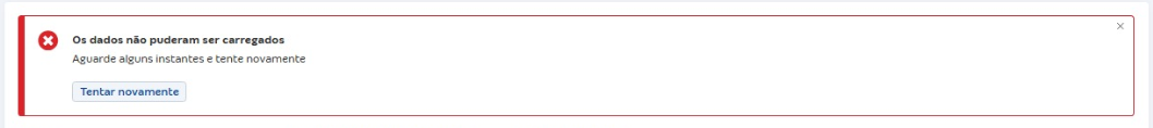 Tela do erro os dados não podem ser carregados