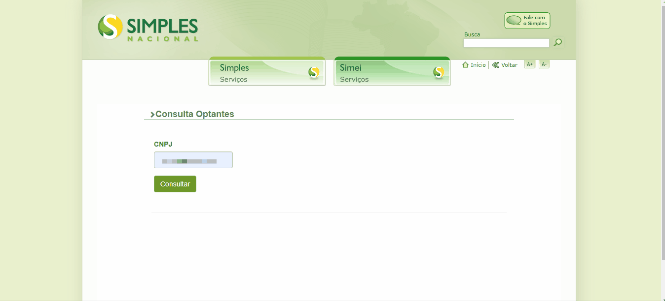 Passo a passo para consulta de data da Situação no Simples Nacional.