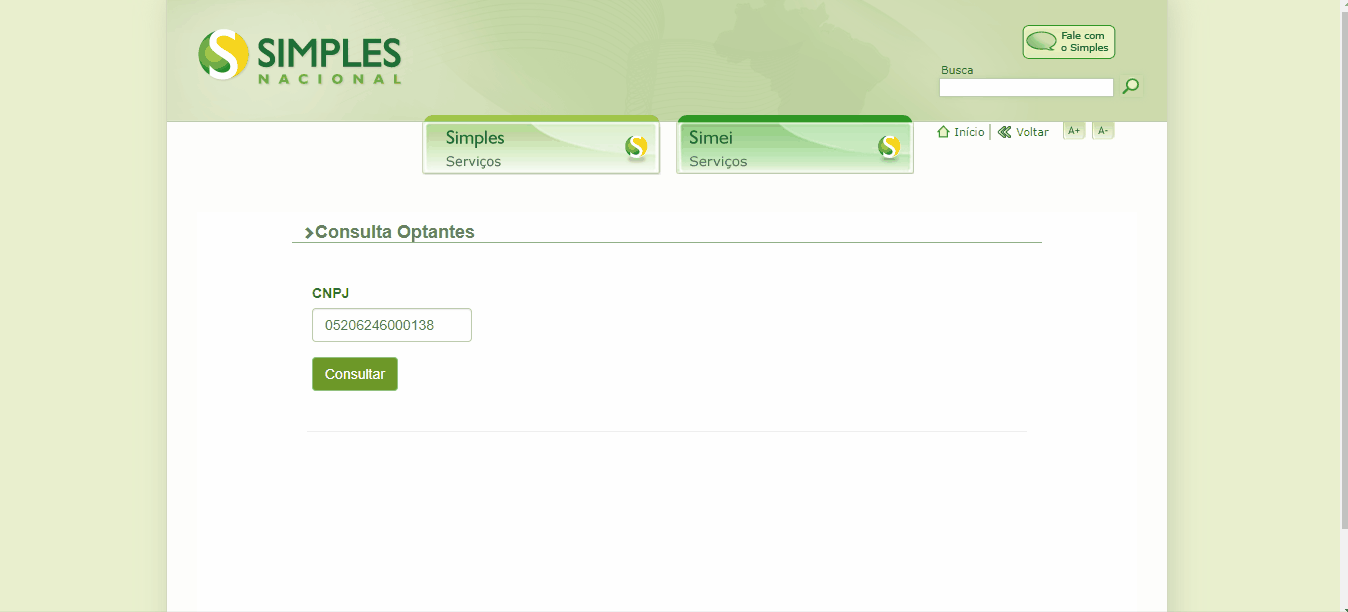 Passo a passo para consulta de Situação no Simples Nacional.