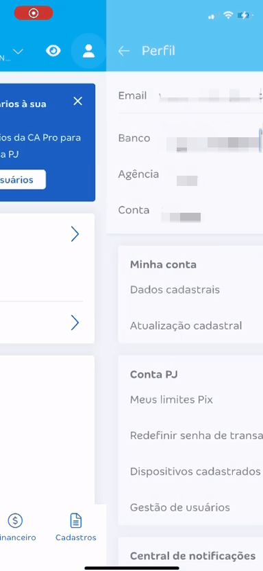 Conta PJ - Validar informações de Cadastros - Passo 2.gif