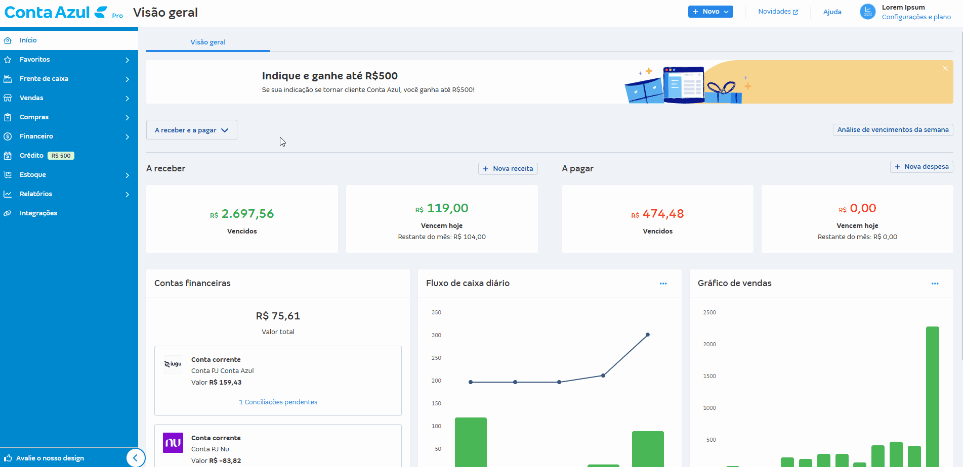 Passo a passo para solicitar a antecipação de recebíveis pelo botão Ações do lançamento financeiro.