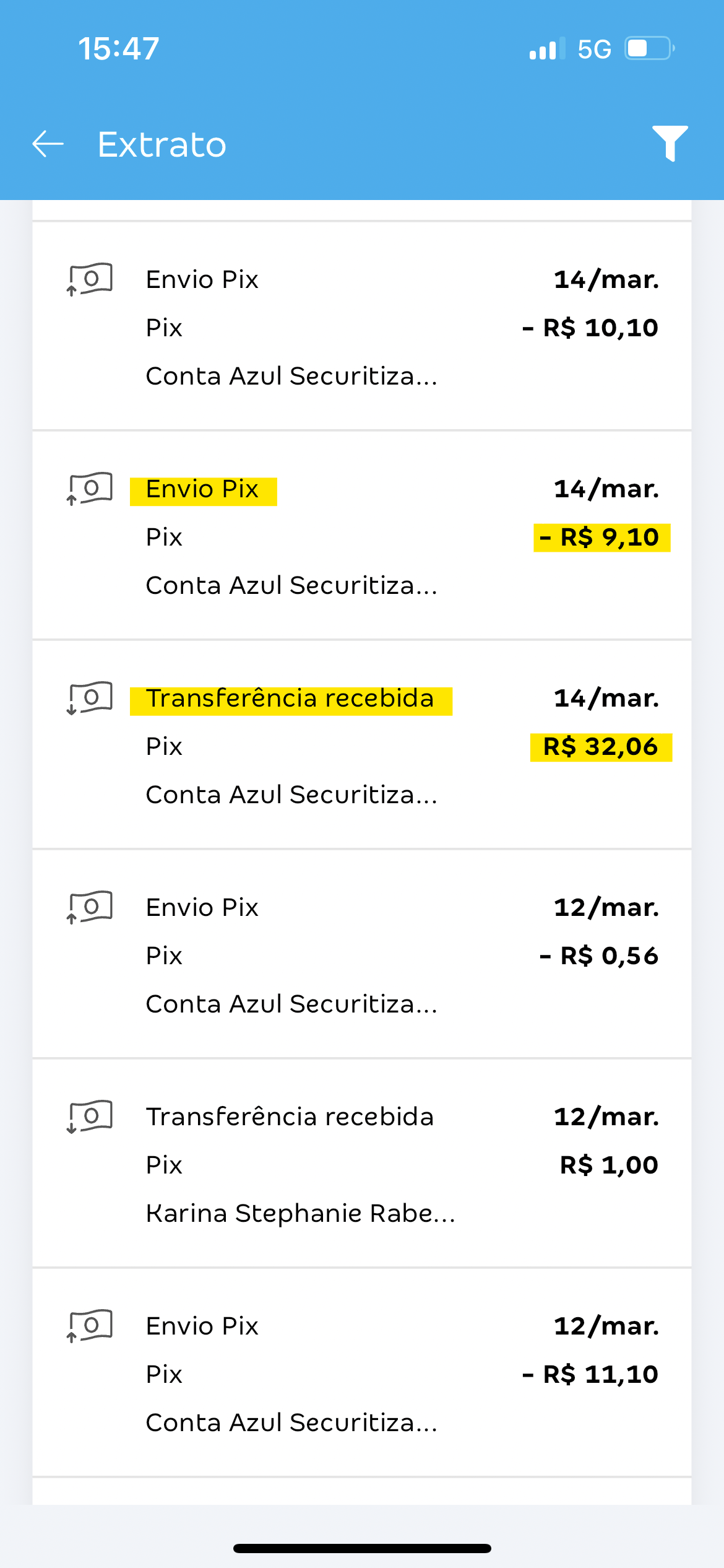 Passo a passo para consultar as antecipações de recebíveis da Conta PJ da Conta Azul pelo CA de Bolso.