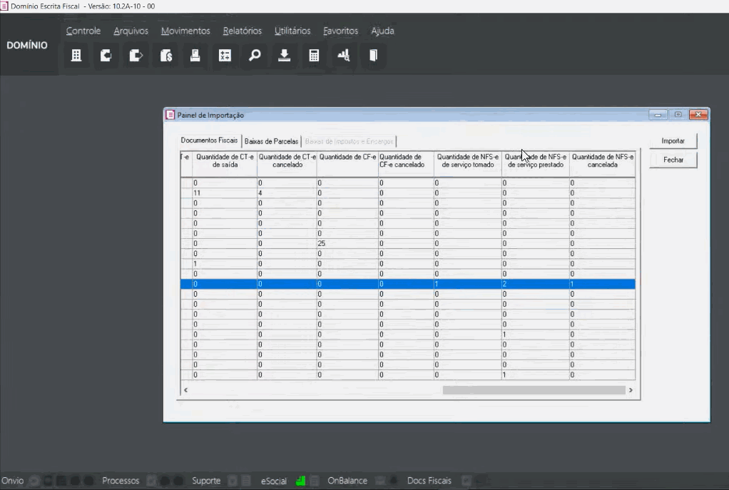 Passo a passo para acessar o painel de importação manual no Domínio.