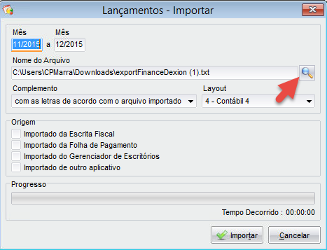 Tela do Dexion com destaque para o ícone de lupa.