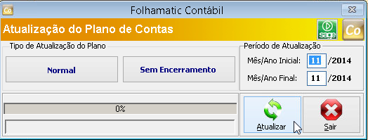Tela do Folhamatic com destaque para o botão Atualizar.